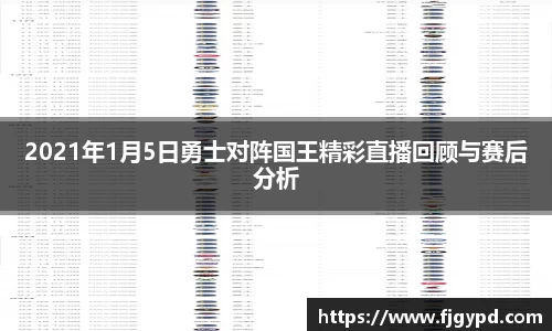 2021年1月5日勇士对阵国王精彩直播回顾与赛后分析